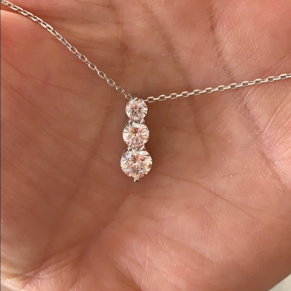 Sterling silver cubic zirconia Necklace Round Drop
